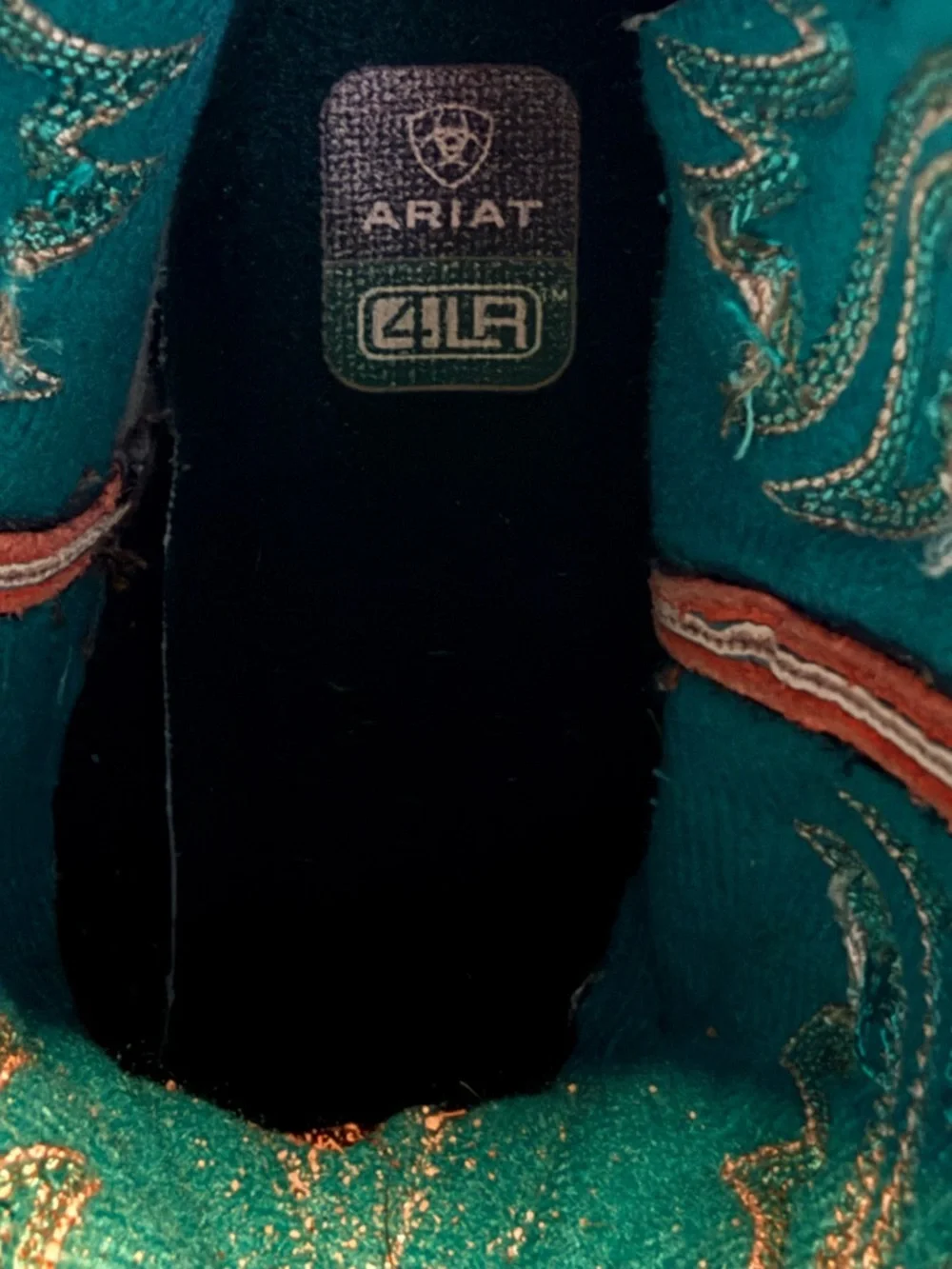 Ariat Kids Cowboy Boots Brown Leather Turquoise Embroidered Western 4LR Youth